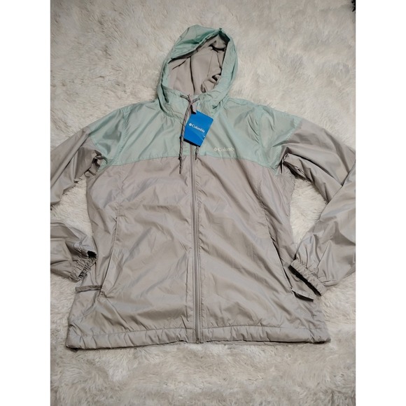 Columbia Mint Green Gray Fleece Lined Flash Forward Windbreaker Jacket NWT $90 - Picture 7 of 16